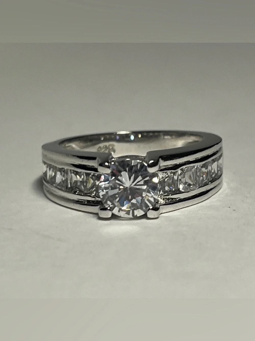 Vintage Cathedral-Style Cubic Zirconia Sterling Silver 925 Mounted Ring | Size 9